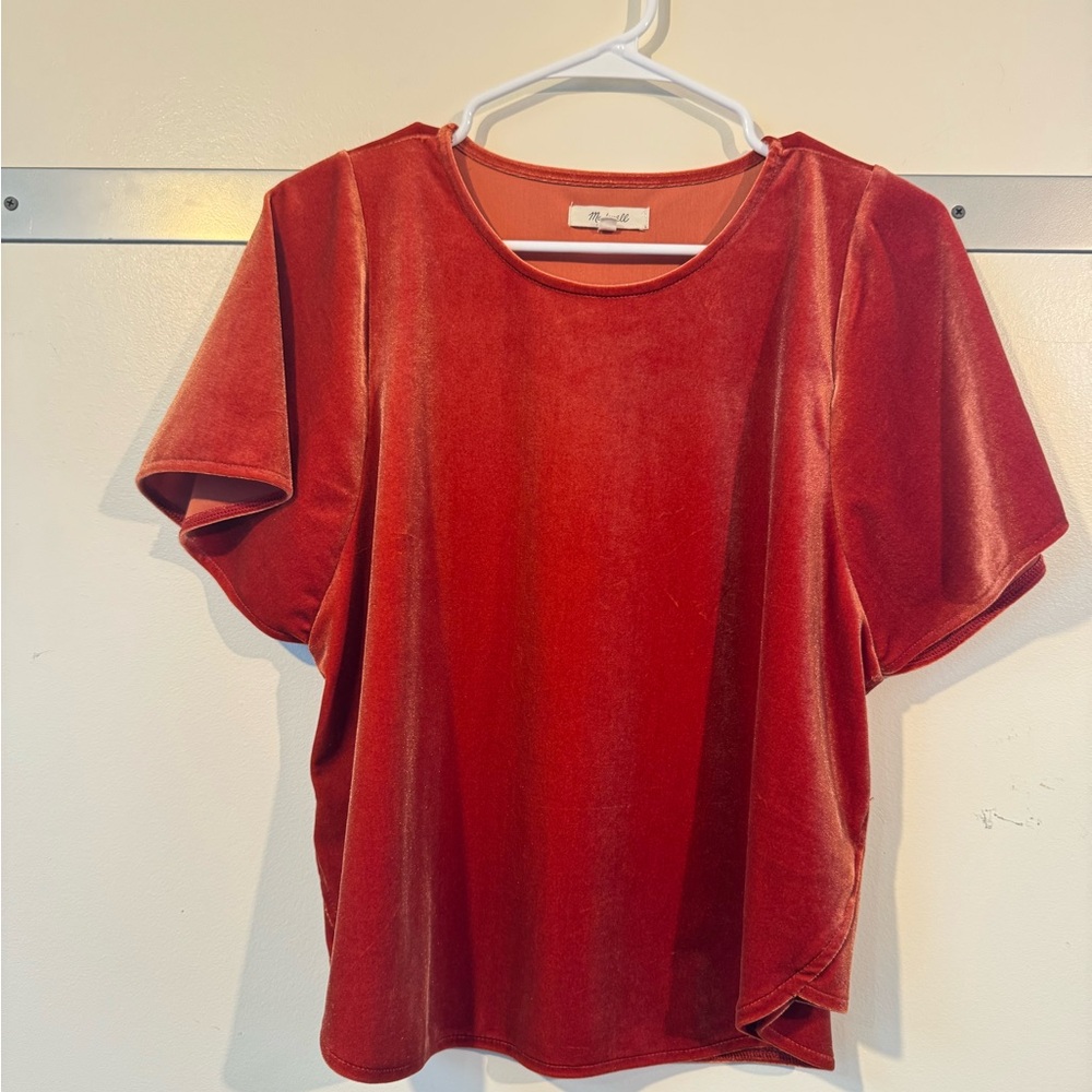 Madewell Velour Short Sleeve Top, women’s small